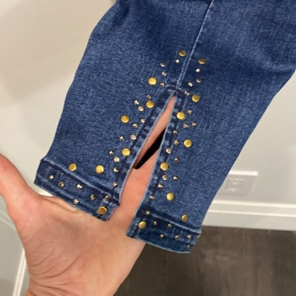 Laura Blue Crop Studded Ankle Jeans size 14 - Picture 4 of 13